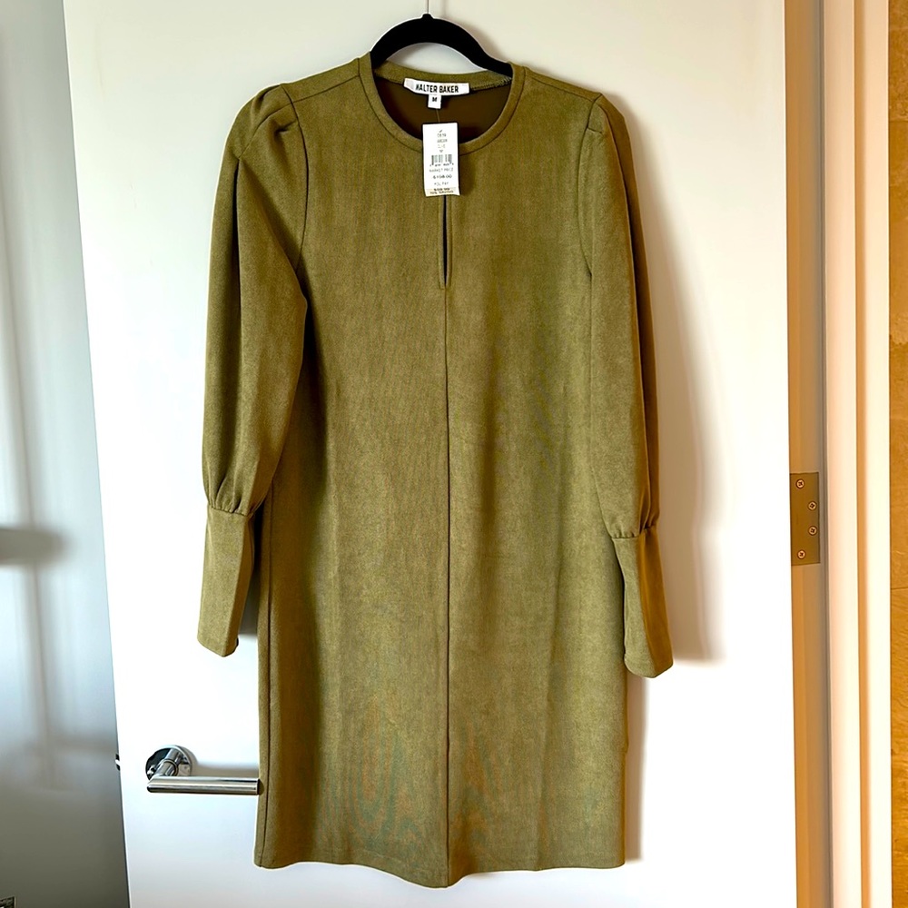 Walter Baker dress olive green. Length 36”
